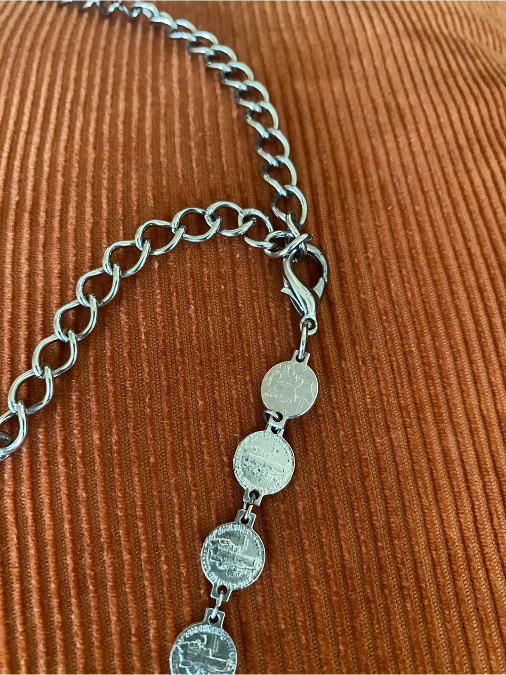 Vintage Silver Toned Coin/Chain Belt